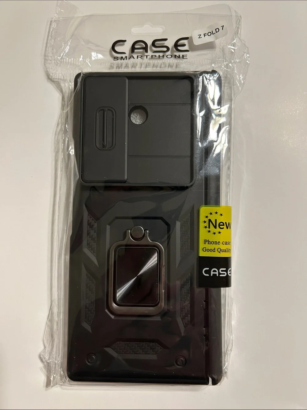 Galaxy Z Fold 7 Case with sliding camera lens cover RJ black magnetic ring stand